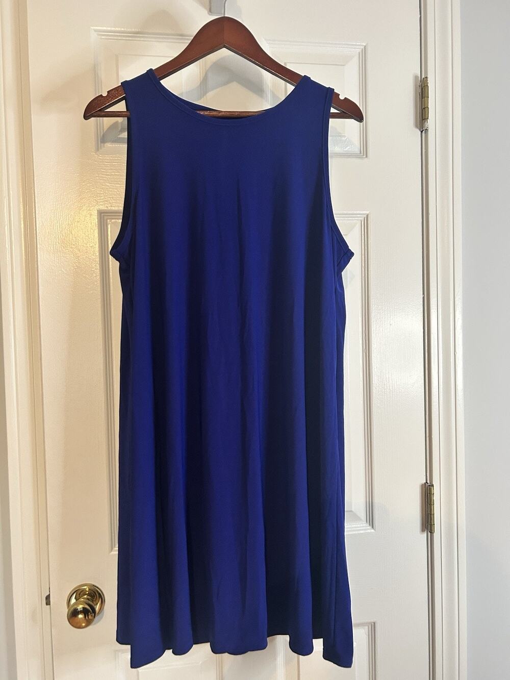 MSK Sleeveless Swing Dress Royal Blue XL Keyhole Back A-Line Stretch
